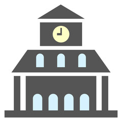 High education icon. University facade. Town building front