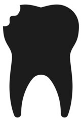 Broken tooth icon. Damaged enamel. Dental pain symbol