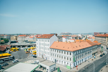 Fototapeta na wymiar チェコ　プラハの街並み　青空