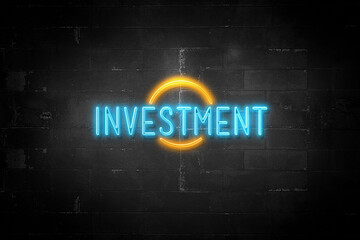 Investment Message on Flickering Neon Sign