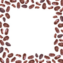 Cocoa beans card. Watercolor illustration for invitation, menu