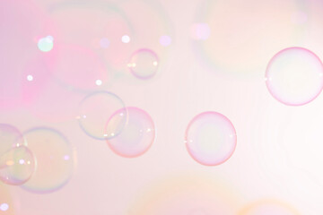 Pink Colorful Soap Bubbles Background. Soap Suds Bubbles Water	
