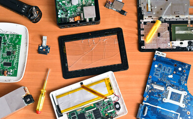 electronic equipment repair, electronic components, top view