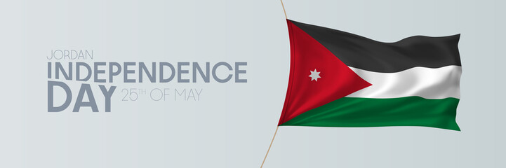 Jordan independence day vector banner, greeting card.