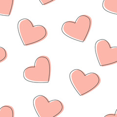 Hearts pattern, vector seamless pattern with pastel hearts
