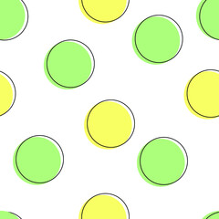 Abstract pattern, vector seamless pattern with green and yellow circles