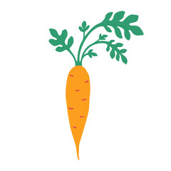 Cute carrot icon. Vector flat hand drawn illustration in cartoon style	