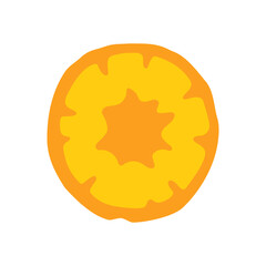 Cute sliced carrot icon. Vector flat hand drawn illustration in cartoon style	