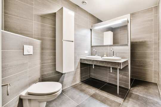Interior of bathroom with toilet