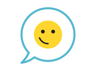 Simple facial expression and yellow cartoon smile flat vector illustration.	
