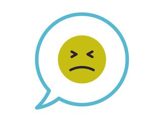 Simple facial expression and yellow cartoon smile flat vector illustration.	
