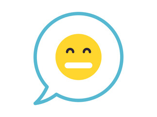Simple facial expression and yellow cartoon smile flat vector illustration.	
