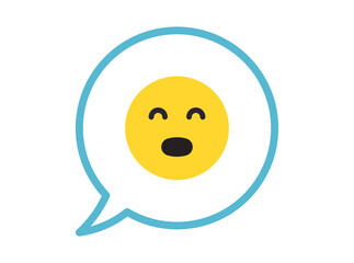 Simple facial expression and yellow cartoon smile flat vector illustration.	
