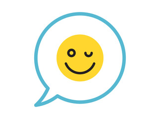 Simple facial expression and yellow cartoon smile flat vector illustration.	
