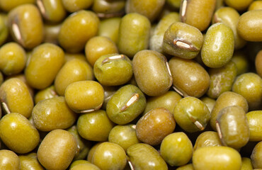 Mung beans as a background.