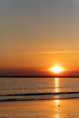Sunset or moon-rise on the seaside in Morbihan, Bretagne, France