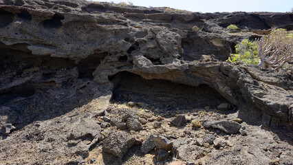 Volcanic cave in Tenerife, Canary Islands, Spain, typical guanche tribe home