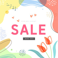 Fototapeta premium Shopping Banner Illustration Design.Tropic covers set. spring season patterns design. 