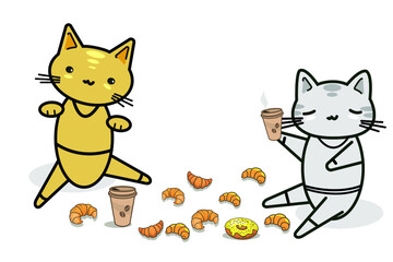 Obraz premium Funny animals. Little kittens. Vector image in cartoon style. Color image.