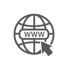 vector illustration of globe internet address icon and arrow cursor sign, flat design.