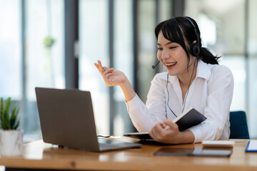 Business online call center operator for help, service support, assistance team, learning, training...