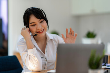 Business online call center operator for help, service support, assistance team, learning, training...