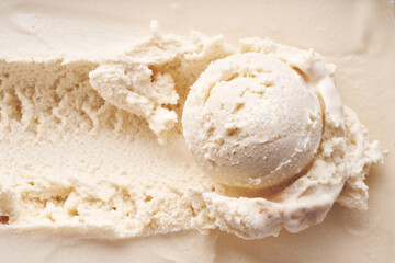 Vanilla ice cream texture and ball.