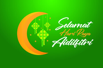 Selamat Hari Raya Aidilfitri greeting card banner. Vector