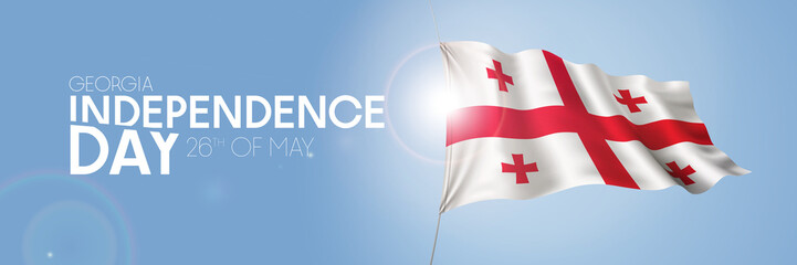 Georgia happy independence day greeting card, banner with template text vector illustration