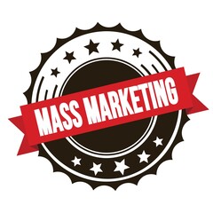 MASS MARKETING text on red brown ribbon stamp.