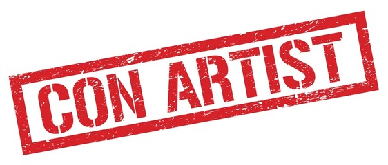 CON ARTIST red grungy rectangle stamp.