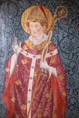 Saint Nicolau dressed as a bishop, Gabriel Moger, 1407-1410, tempera on wood, Roser Vell church, Majorca,  Spain