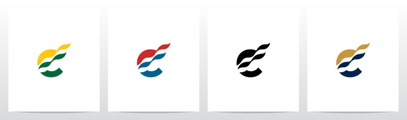 Waving Flag On Letter Logo Design C