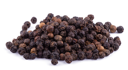 Black pepper isolated on a white background close up