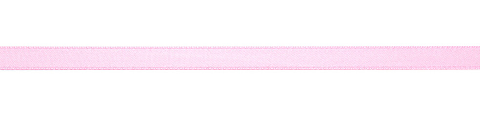 Beautiful pink ribbon isolated on white, top view