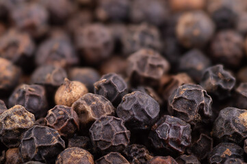closeup background of black pepper seeds texture