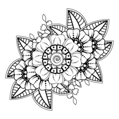 Flowers in black and white. Doodle art for coloring book