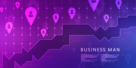 2d illustration Business Network with navigation sign