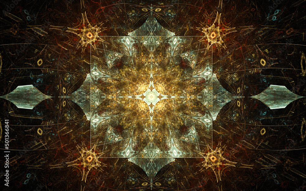 Poster digital illustration abstract image generated fractal background image wallpaper pattern of various 