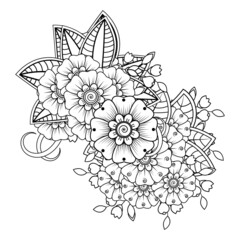 Flowers in black and white. Doodle art for coloring book