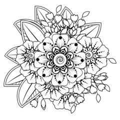 Flowers in black and white. Doodle art for coloring book