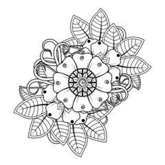 Flowers in black and white. Doodle art for coloring book