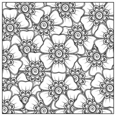 Flowers in black and white. Doodle art for coloring book