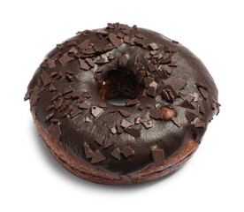 Sweet delicious glazed donut on white background