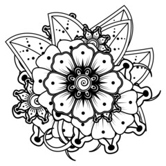 Flowers in black and white. Doodle art for coloring book