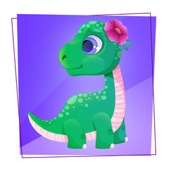 Cute brachiosaurus cartoon dino isolated