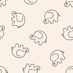 Seamless pattern with hand drawn elephants