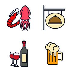 restaurant set icon symbol template for graphic and web design collection logo vector illustration