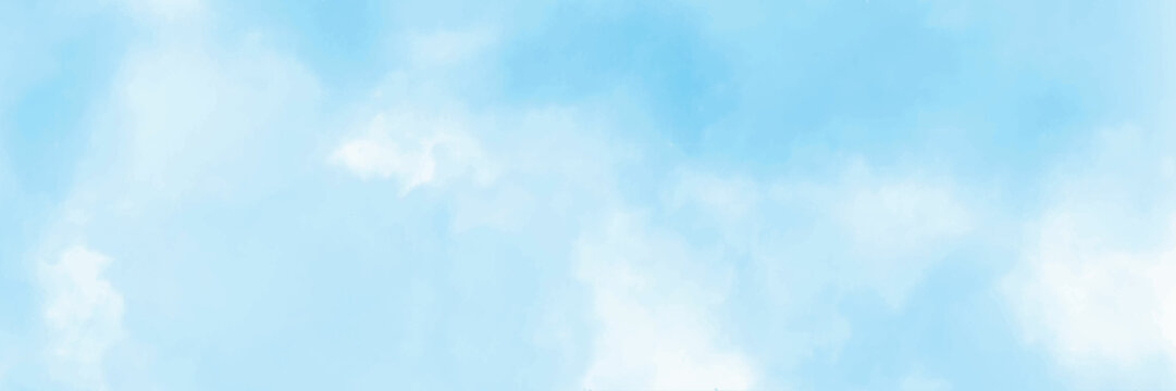 The White Cloud and Blue Sky. Watercolor Style Artwork Background