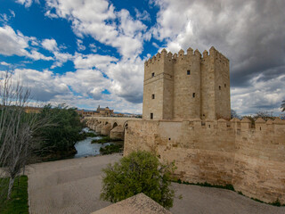 Fototapeta na wymiar Torre de la Calahorra at the end of the roman bridge of Cordoba, Andalusia, Spain